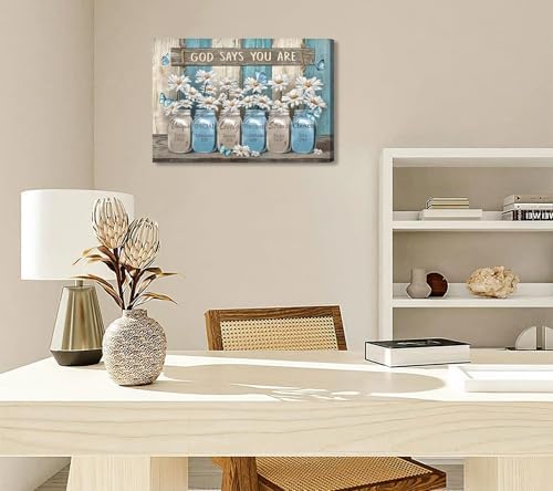 Daisy Canvas Wall Art Vintage Rustic White Flower Pictures Butterfly Wall Decor - Image 4