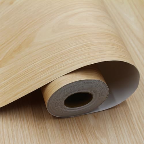 Wood Grain Peel and Stick Floor Tiles, 11.8" W × 118" L, Natural Oak by auxua