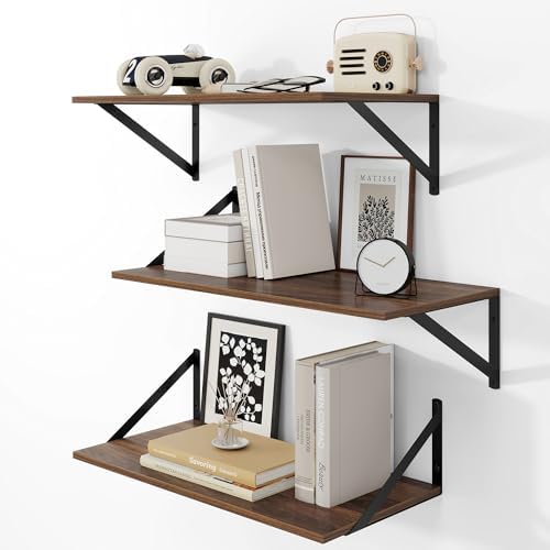 Heimlove 24W x 12D Deep Floating Shelves Set of 3 Walnut by Heimlove
