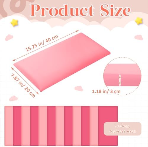 12 Pack Wall Padding Headboard 15.75" x 7.87" x 1.18" Rose Pink Colors - Image 2