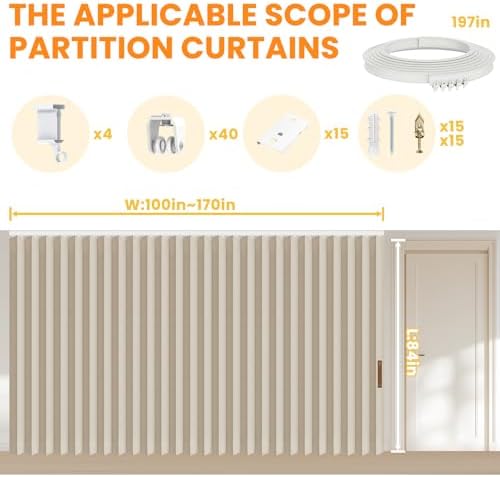 Room Divider Curtain Sets with Flexible Ceiling Track, Privacy Soundproof - Image 2