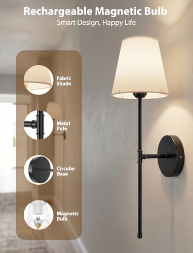 GBEAST Wall Sconces Set of Two, Rechargeable Wall Lights - Image 7