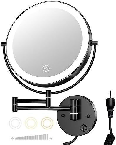 Gospire 9" Wall Mounted Lighted 10X Magnification Double-Sided LED Mirror by Gospire