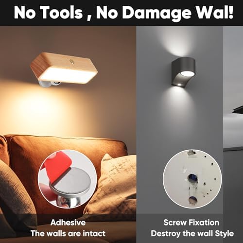 Battery Operated Wall Sconces Set of Two, Rechargeable Wall Lights Battery - Image 3
