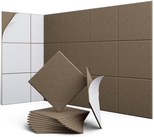 Square Acoustic Panels, 12 Pack Self-Adhesive Sound Panels by UNECHOACOUSTIC