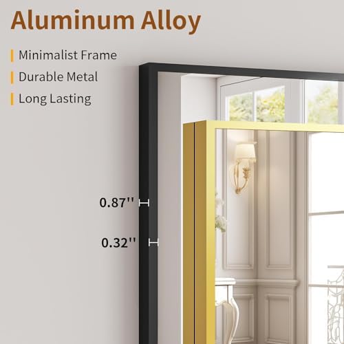 VooBang Full Length Mirror, Aluminum Alloy Frame Full Body Mirror, Standing - Image 4