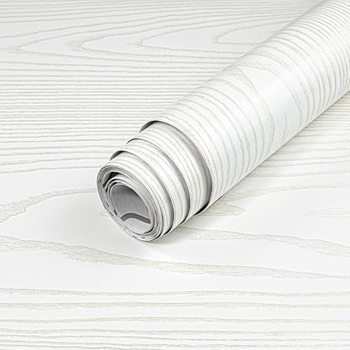 Yun-aeon Light White and Silver Wood Contact Paper 17.3"x200" Rustic Wooden by YUN-aeonPeelandStickWall