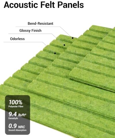 12 Pack Self-Adhesive Acoustic Wall Panels, 12 Inch-Matcha Green - Image 3