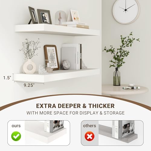 Acovy 16 Inch Floating Shelves, Wooden Shelves - Image 4