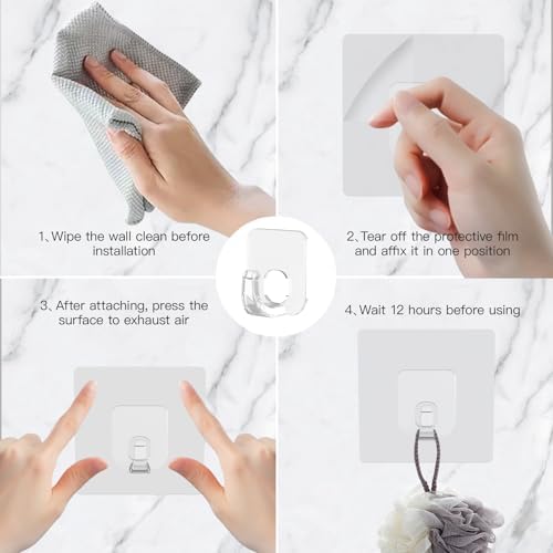 Large Adhesive Hooks for Hanging Clear 10 Pack Wall Hangers Heavy Duty 33lb - Image 6