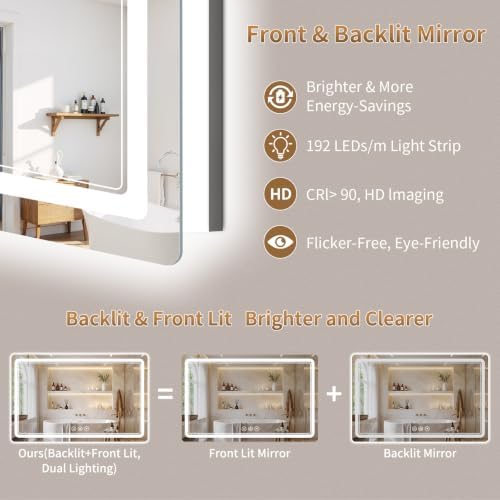 BEAUTYPEAK 40"x60" LED Bathroom Mirror - Image 2
