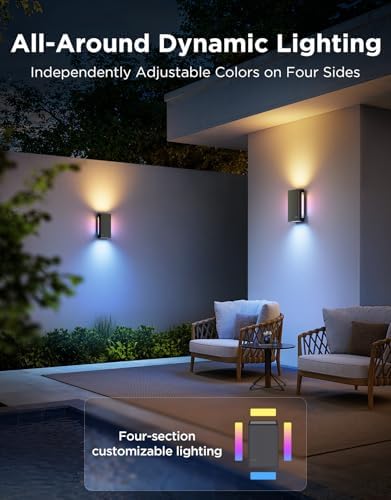 Govee Outdoor UpDown Wall Light, 1 Pack, 1200LM RGBICWW Smart Porch Lights - Image 3