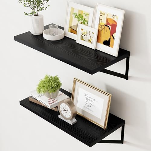 Axeman Deep Floating Shelves Black- 24 Inch Wide x 12 Inch Deep Wall Shelves by Axeman