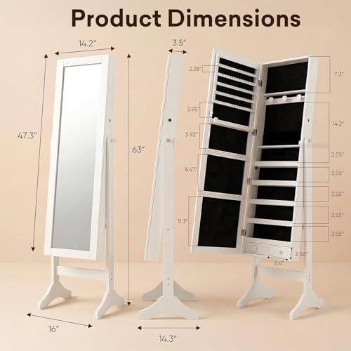 Antok 61" Full Length Mirror Jewelry Cabinet - Image 3