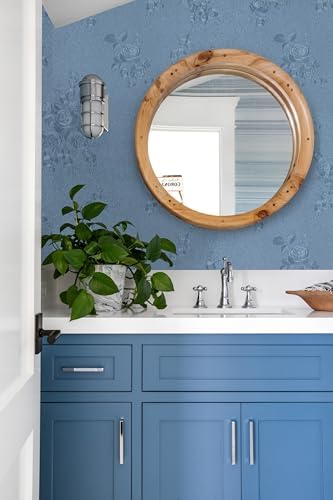 Erfoni Grey Blue Peel and Stick Wallpaper Floral Embossed Contact Paper - Image 4