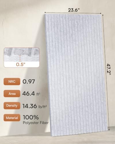 SODOCT 6 Pack Large Acoustic Panels, 47.2" X 23.6" X 0.5" Sound Proof Panels - Image 2