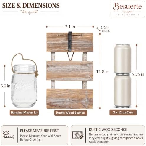 Rustic Mason Jar Sconces Wall Decor - Image 2