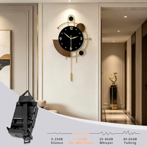 Large Modern Gold Metal Pendulum Wall Clock - Image 5