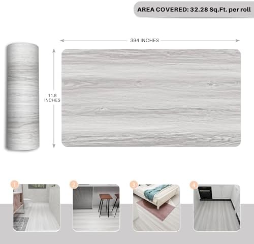 Wood Grain Peel and Stick Floor Tiles, 11.8" W × 394" L, Light Color - Image 5
