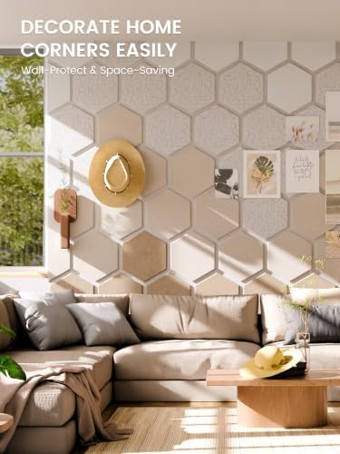 Fluxynara 8-Pack Hexagon Felt Bulletin Board Tiles, Stone Beige-1 - Image 4
