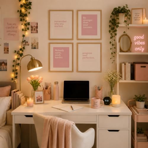 DSHFG Pink Motivational Inspirational Office Wall Art Decor Prints Set of 4 - Image 6