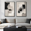 Large Framed Neutral Abstract Floral Wall Art by Cuspin