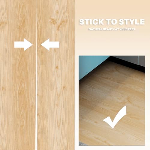 Wood Grain Peel and Stick Floor Tiles, 11.8" W × 118" L, Natural Oak - Image 5