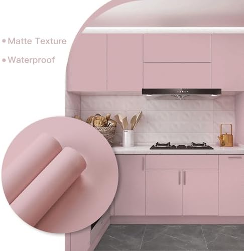 Ismoon Pink Wallpaper Peel and Stick Pink Contact Paper 17.7''×118''Removable - Image 3