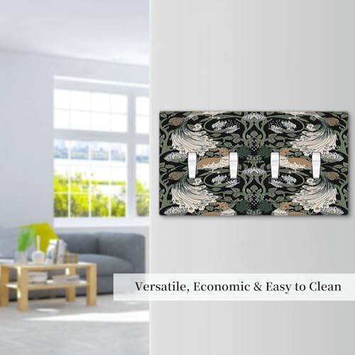 Light Switch Covers William Morris Vintage Floral Plants And Birds Quad Toggle - Image 7