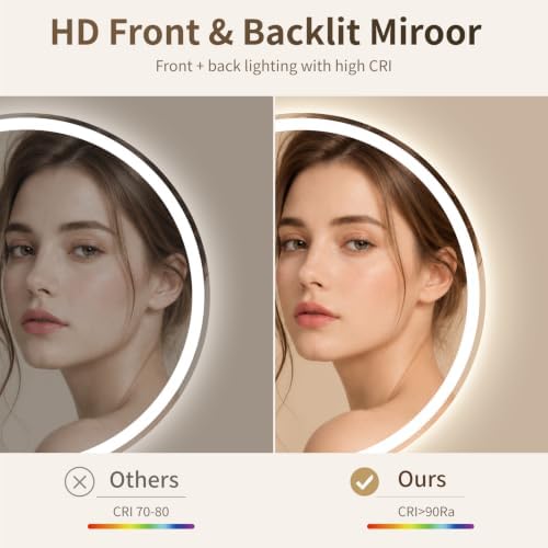 BEAUTYPEAK 22 Inch Round LED Bathroom Mirror - Image 2