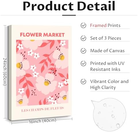 Matisse Abstract Wall Art Decor Pink Flower Canvas Pictures Picasso Aesthetic - Image 2