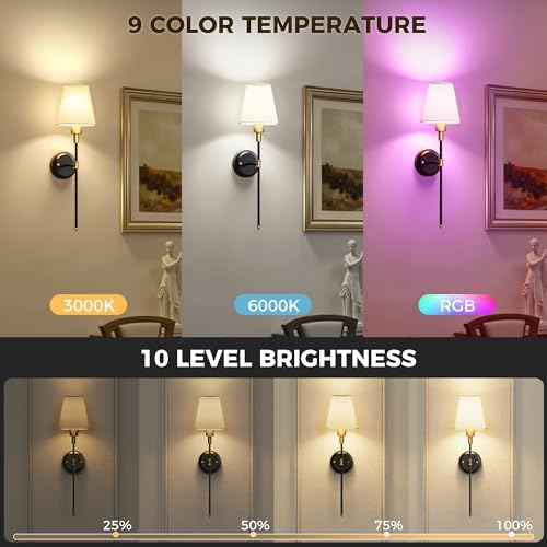 Battery Operated Wall Sconce: Set of 2 Wireless Wall Light 12000mAh - Image 5