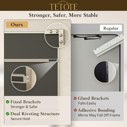 TETOTE Bathroom Mirror for Over Sink Brushed Nickel Beveled Frame 42" x 36" - Image 4