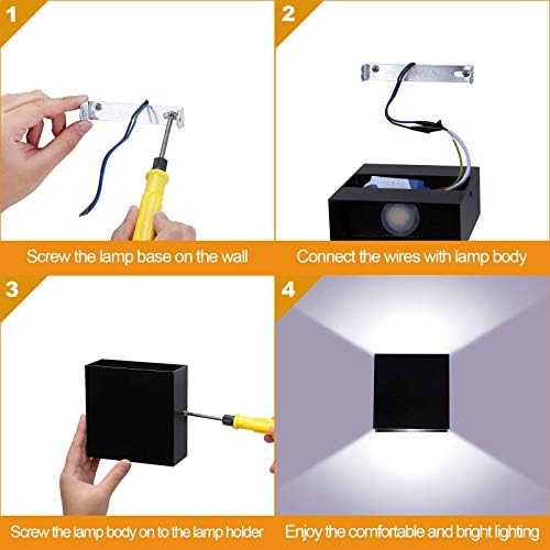 Lightess Small Black Up Down Hallway Wall Sconce Light Fixture Cool White - Image 7