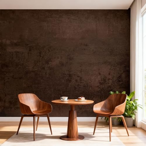 Coffee Brown Peel and Stick Wallpaper Concrete 16''x354'' Caramel Limewash by Bumoo