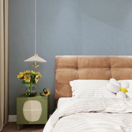 wishFIRE Grasscloth Peel and Stick Wallpaper 23.6"X200" Blue Contact Paper - Image 4