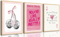 3Pcs Trendy Pink Preppy Wall Art Cute Girly Coquette Disco Cherry Pictures Wall by Zuowclli