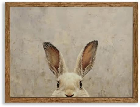 AVECCO Vintage Easter Rabbit Portrait Wall Art Canvas Framed 12x16 inch by Unknown