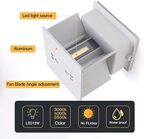 Mille Lucciole 12W 2Pack Outdoor Wall Lights Exterior/Interior, LED White - Image 4