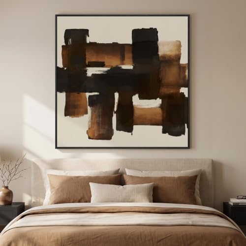 Extra Large Framed Brown Black Abstract Wall Art - Image 6