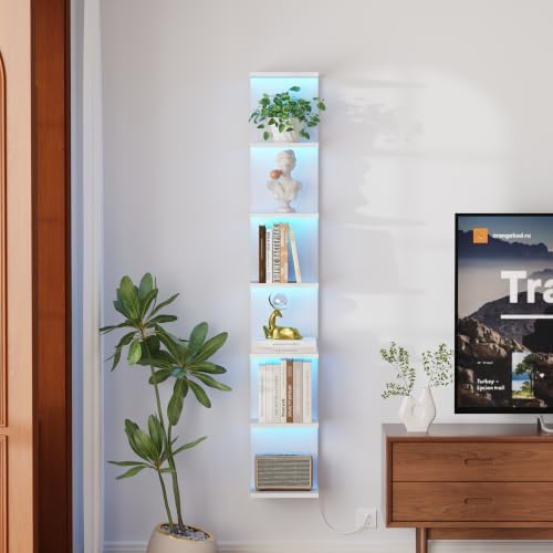 Qupui 7 Tier Wall Shelf with LED Light, 57 Inch Floating by Qupui