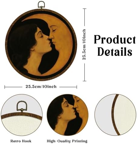 KLYTINK Romantic Moon and Young Girl Round Wall Art, Vintage-Inspired Celestial - Image 2