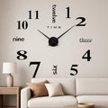 Large Black 3D Frameless Wall Clock Stickers DIY Wall Decoration by CoZroom
