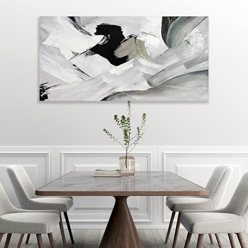 Abstract Wall Art Home Wall Decor Black White and Grey painting Abstract Canvas - Image 5