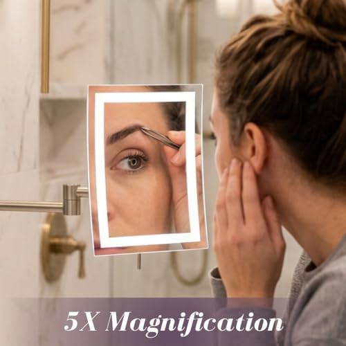 JERDON Lighted Wall-Mount Makeup Mirror - Image 5
