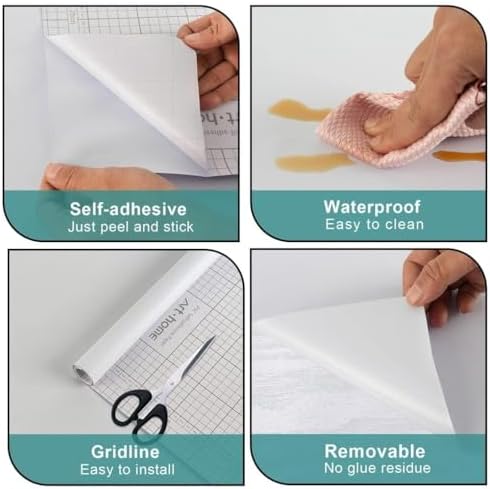 Arthome 17"x120" White Contact Paper, Peel and Stick Matte Wallpaper, Self - Image 7