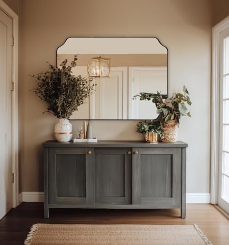 ANDY STAR 32x40 Black Scalloped Bathroom Vanity Mirror - Image 3