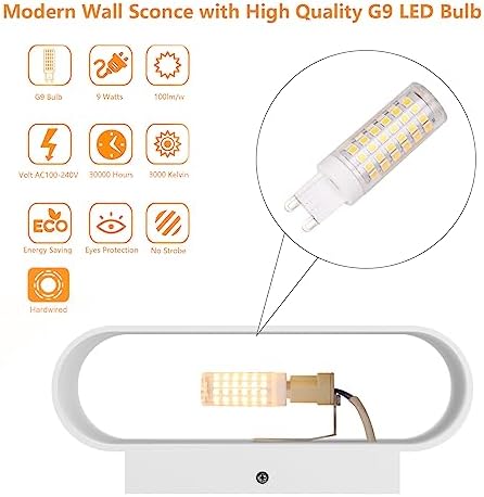 Aipsun Modern LED Wall Sconces Hardwired Interior Wall Lights Set of 2 Indoor - Image 5