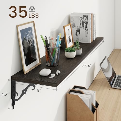 RICHFOCUS Floating Shelves for Wall Decor, 35.4W x 8D Shelves Set of 2 - Image 3