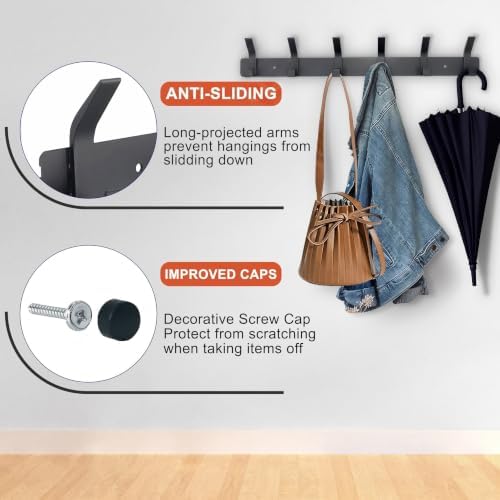 Coat Rack Wall Mounted, 6 Coat Hooks - Image 3